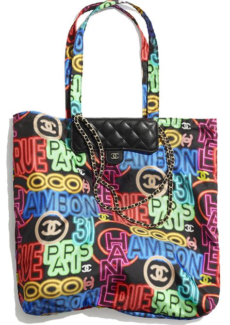 chanel printed fabric bag